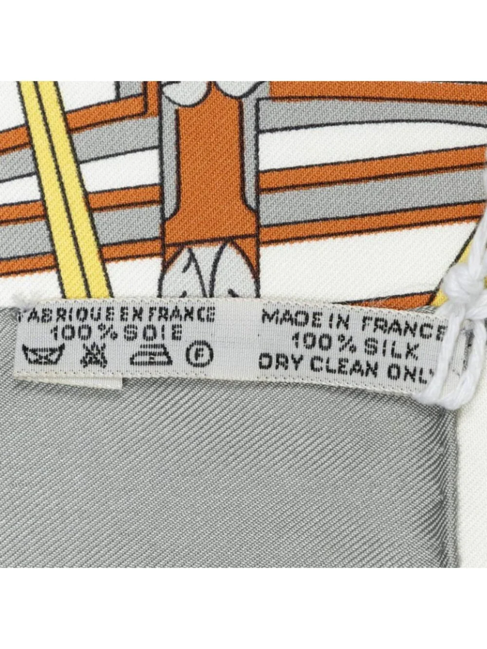 Hermes Scarf Gray Yellow White Silk